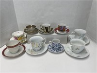 9 Various Sized Cups & Saucers