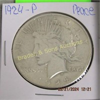 US 1924-P PEACE SILVER DOLLAR