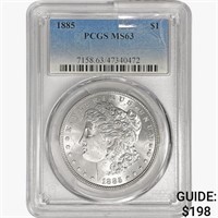1885 Morgan Silver Dollar PCGS MS63