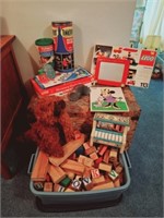 Vintage Lego Set, Wood Blocks, Toys, Games