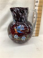 Phoenix Glass Spatter Pitcher w/ Hand Painted