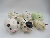 Assorted Floral Piggy Bank Lot of (6)