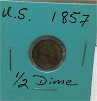 Rare UNC. 1857 US Half-Dime