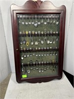 Souvenir Spoon Wall Display Case with 54 spoons