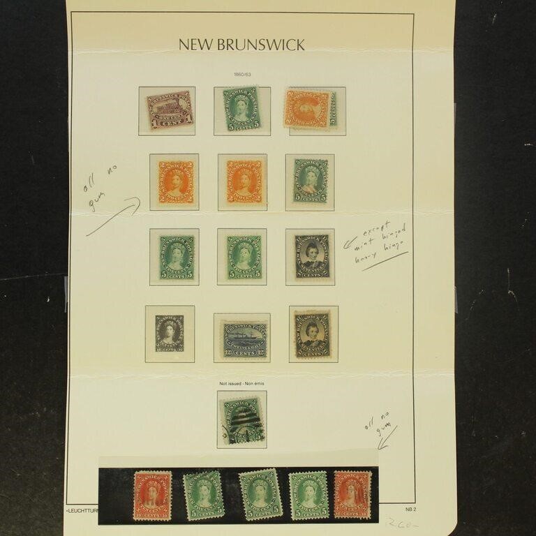 New Brunswick Stamps Mint No Gum & Used on page in