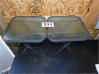 PAIR OF FOLDING, PORCH GLASSTOP TABLES