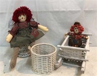 Wicker Chair, Sled, Planter & Raggedy AnnV5A