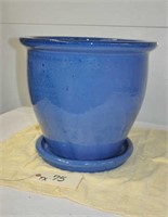 Blue pottery flower pot, 16"x13"