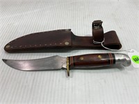 WESTERN USA W39 9" FIXED BLADE KNIFE WITH LEATHER