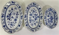 3 Hutschenreuther Blue Onion Meissen Platters