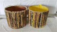 2 VINTAGE PAPER WASTE BASKETS