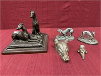 Greyhound Collection of 5 Items: Bronze Statue by