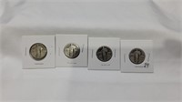 4 standing liberty silver quarters
