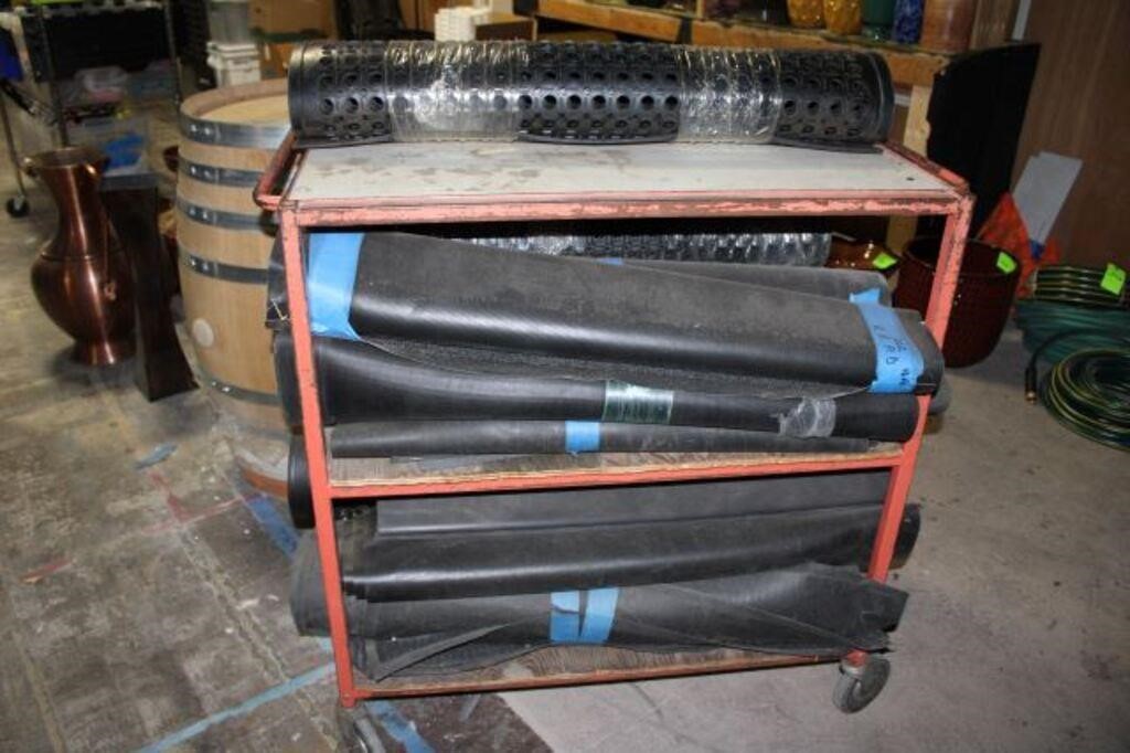 Cart w/Contents; Lot of Rubber Floor Mats