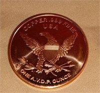 Cooper Round One Ounce ,999 Bullion