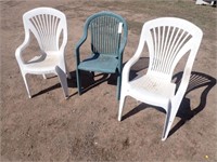 (3) Poly Stackable Lawn Chairs