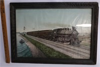 Steam Locomotive Train Picture in Wood Frame