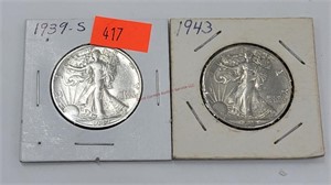 1939-S & 1943 Walking Liberty Half Dollars