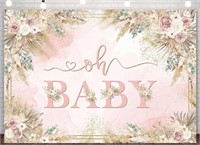 OH BABY BACKDROP FOR GIRLS BOHO WATERCOLOR PASTEL