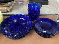 Cobalt Blue Dinner & Salad Plates w/ bowls