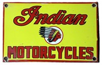 ENAMELED METAL INDIAN MOTORCYCLE SIGN