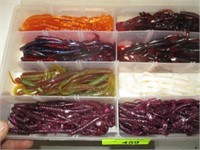 Baitbox w/plastic worms, misc