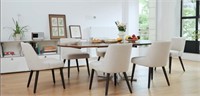 LOT OF 4 NEW MODERN DINNING CHAIRS LEATHER NIB