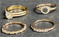 (AW) Gold Toned Rings With Diamond Colored