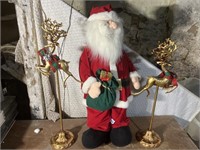 Santa and 2 reindeer candle holder