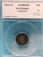 1875-CC XF-40 Seated Dime SEGS Graded