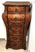 Wicker Covered Bombe Jewelry Chest