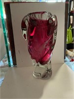 Heavy vintage Cranberry vase