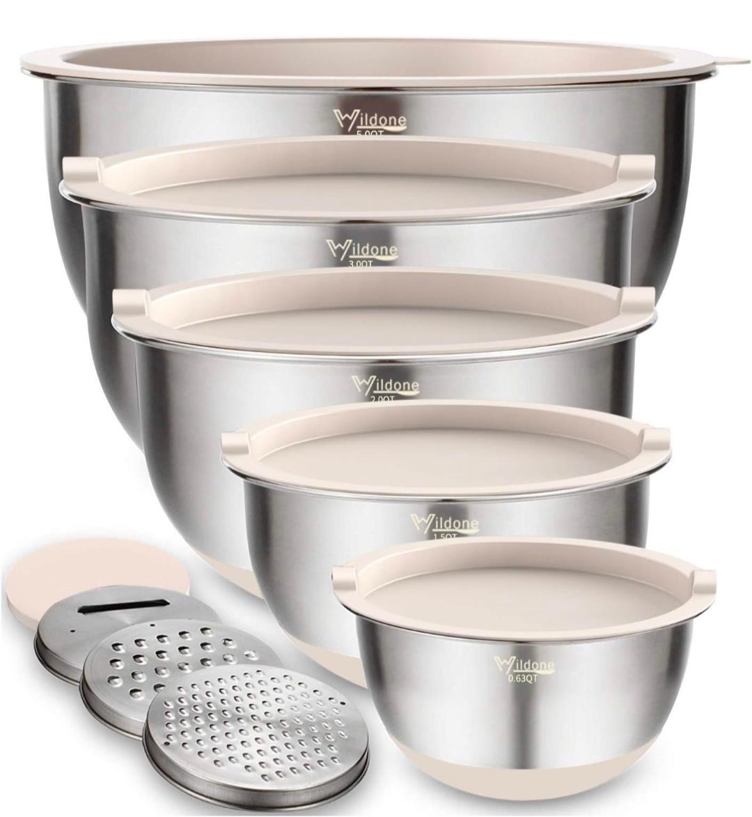 ($110) Mixing Bowls Set of 5, Wildone Stainless