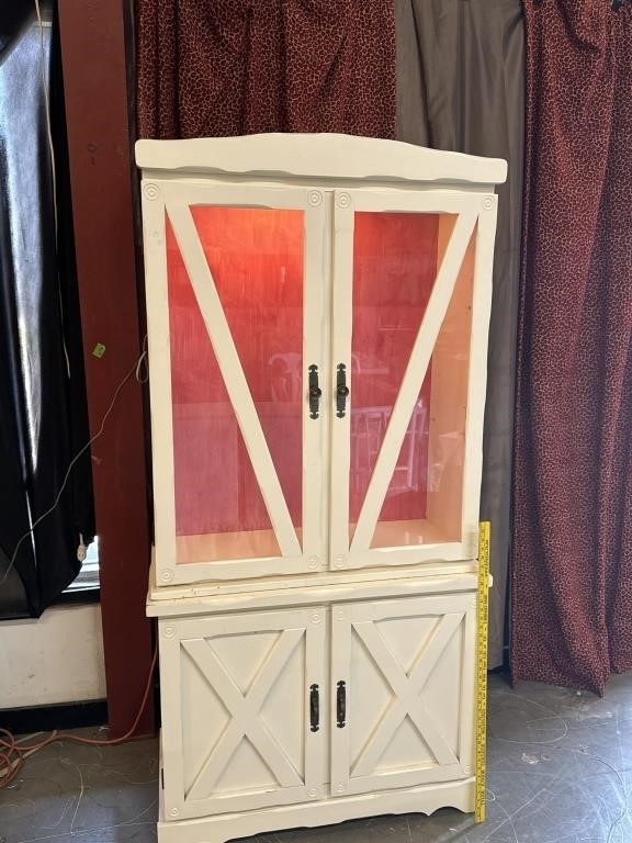 Farmhouse Lighted Curio Cabinet (2 Piece)