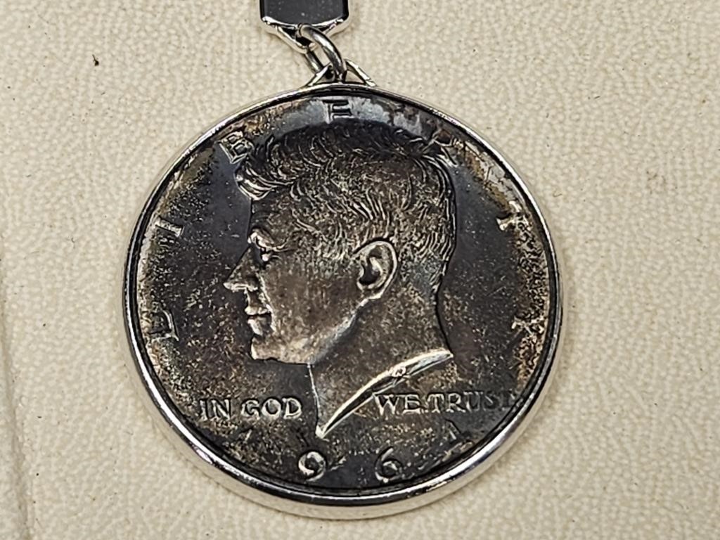 1964 Kennedy Silver Half Dollar Key Chain