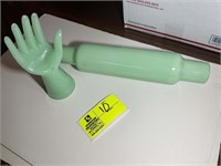 JADEITE ROLLING PIN AND HAND