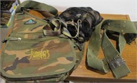 Camo Fishing Bag, Ratchet Straps, Army Belt