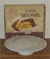 (K) Ivory White Cake Plate - In Box
