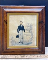 Framed Picture of Young Man in Victorian Type
