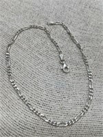 Sterling Silver 11in Chain Ankle Bracelet, 2.58g