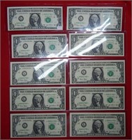 (10) $1 Federal Reserve Star Notes - Consecutive #