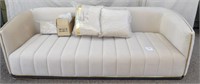 Modern Ivory Velvet Sofa Gold Trim 80x24x33