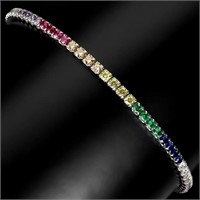 Natural Multi Color  Cz Bracelet