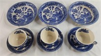 9 Piece Vintage Blue Willow, Made in Japan