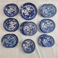 Vintage Blue Willow China, Many Occupied Japan