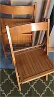 Pair of wood folding chairs