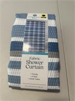 Comfort Bay Fabric Shower Curtain Blue Gray Stripe