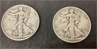 2 walking Liberty half dollars 1937 and 1944S