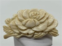 Antique Carved Ivory Floral Brooch