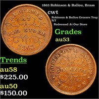 1863 Robinson & Ballou, Brass Civil War Token 1c G